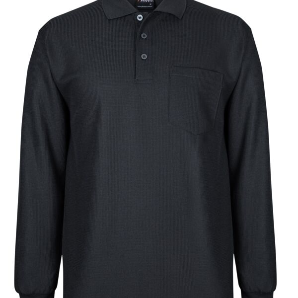PODIUM L/S WAFFLE POCKET POLO Thumbnail