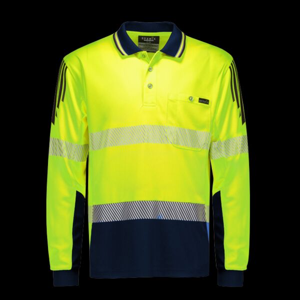 Mens Hi Vis Flux Segmented Tape Long Sleeve Polo Thumbnail